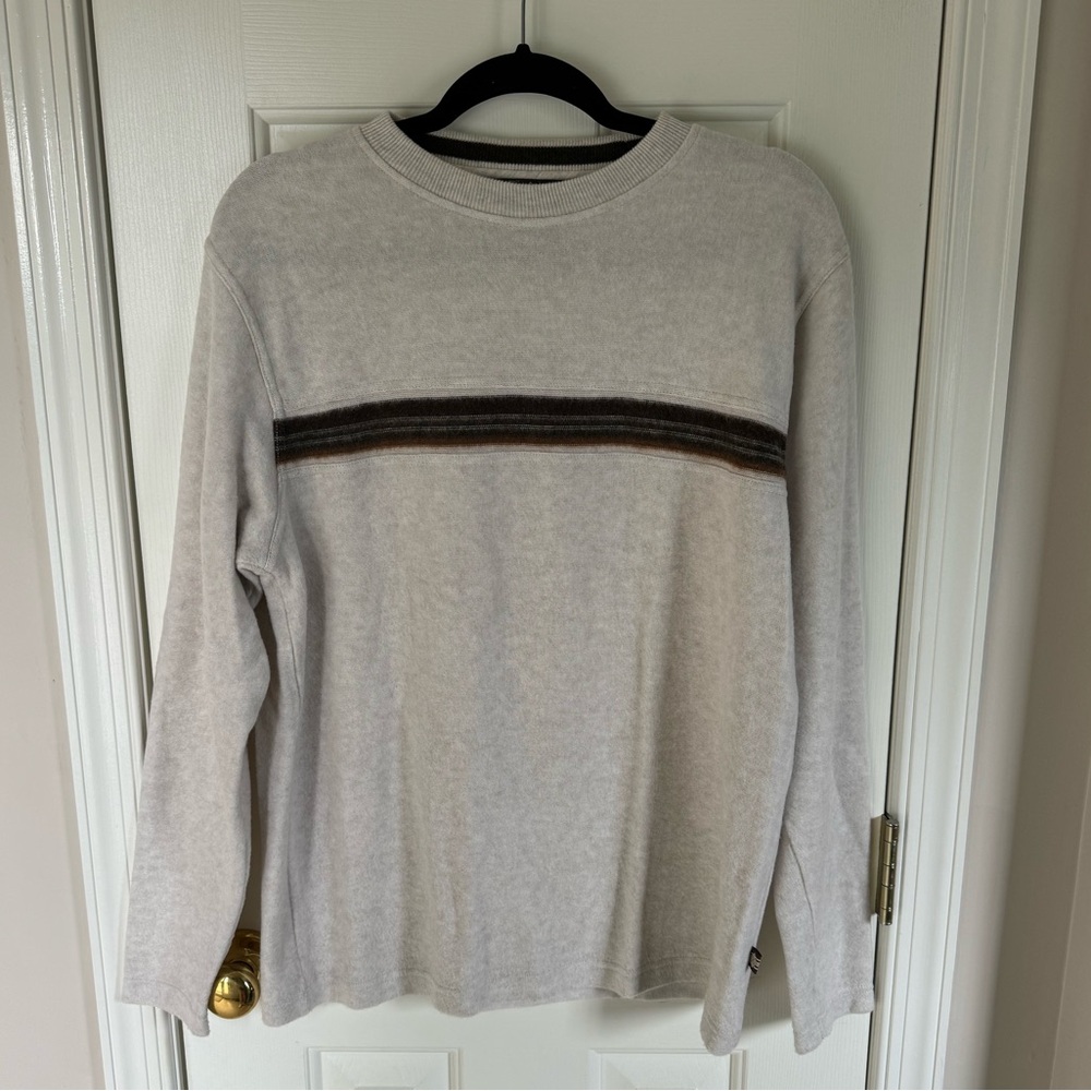 xtremegear Cream Sweater with Dark Green/Brown Stripe. Excellent Used Condition